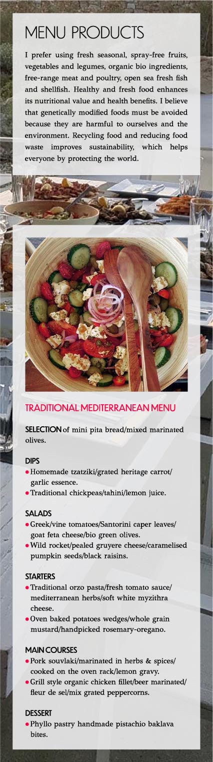 Nicolas Papathanasiou Private Chef Mediterranean Menu