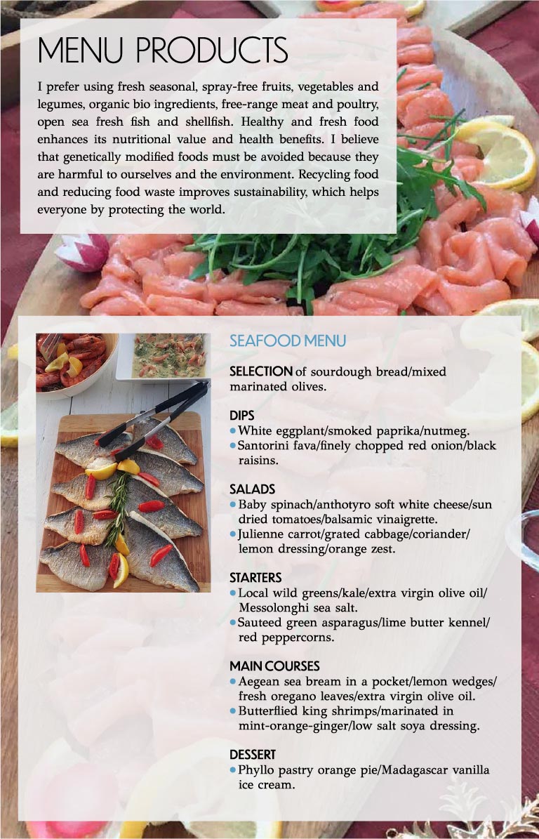 Nicolas Papathanasiou Private Chef Seafood Menu